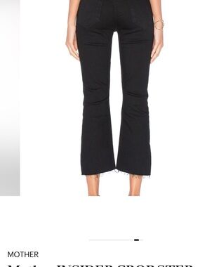 MOTHER Black Cropped Flare Jeans with Raw Hem